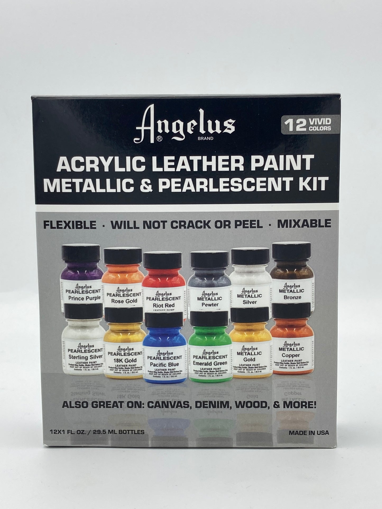 Ensemble de Peinture Angelus - Nacré et Métallique - (12 couleurs)